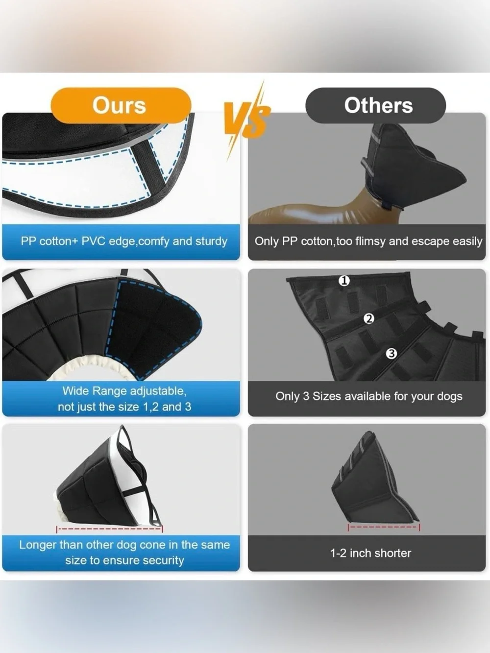 D-G • Soft Dog Cone for Dogs After Surgery, Breathable Pet Recovery Collar for L